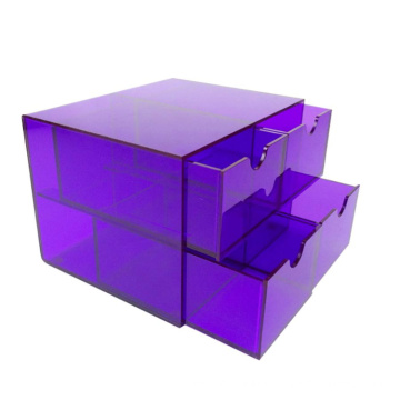 4-Set Clear Purple Cute Mini Makeup Nail Polish Box Acrylic Drawer Storage Organizer